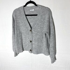 Reitmans Grey Oversized Cropped Button Up Knit Cardigan Sweater S